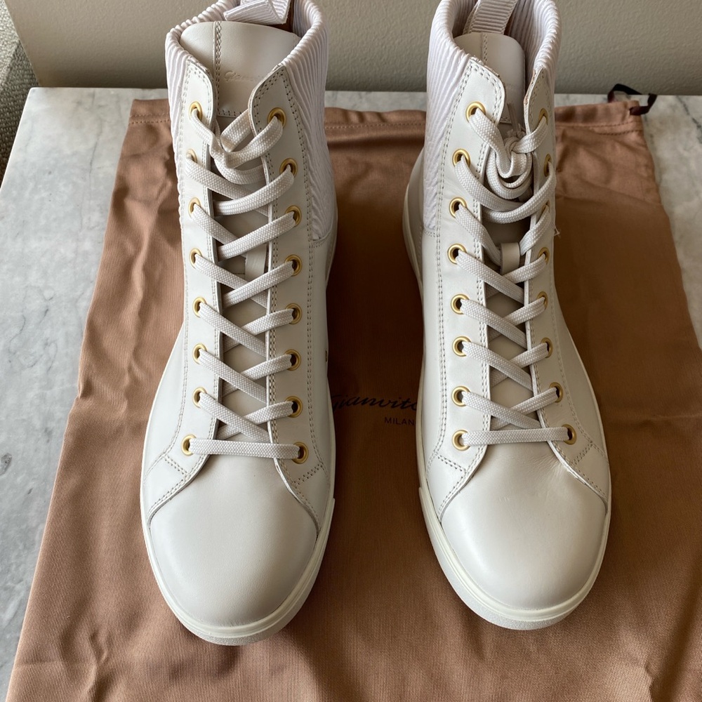 NIB Gianvito Rossi Martis White High-Top Sneakers